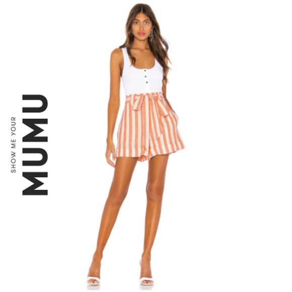 NWT SHOW ME YOUR MUMU Hadley High Waist Striped Belted Shorts, Size Small - Picture 1 of 5
